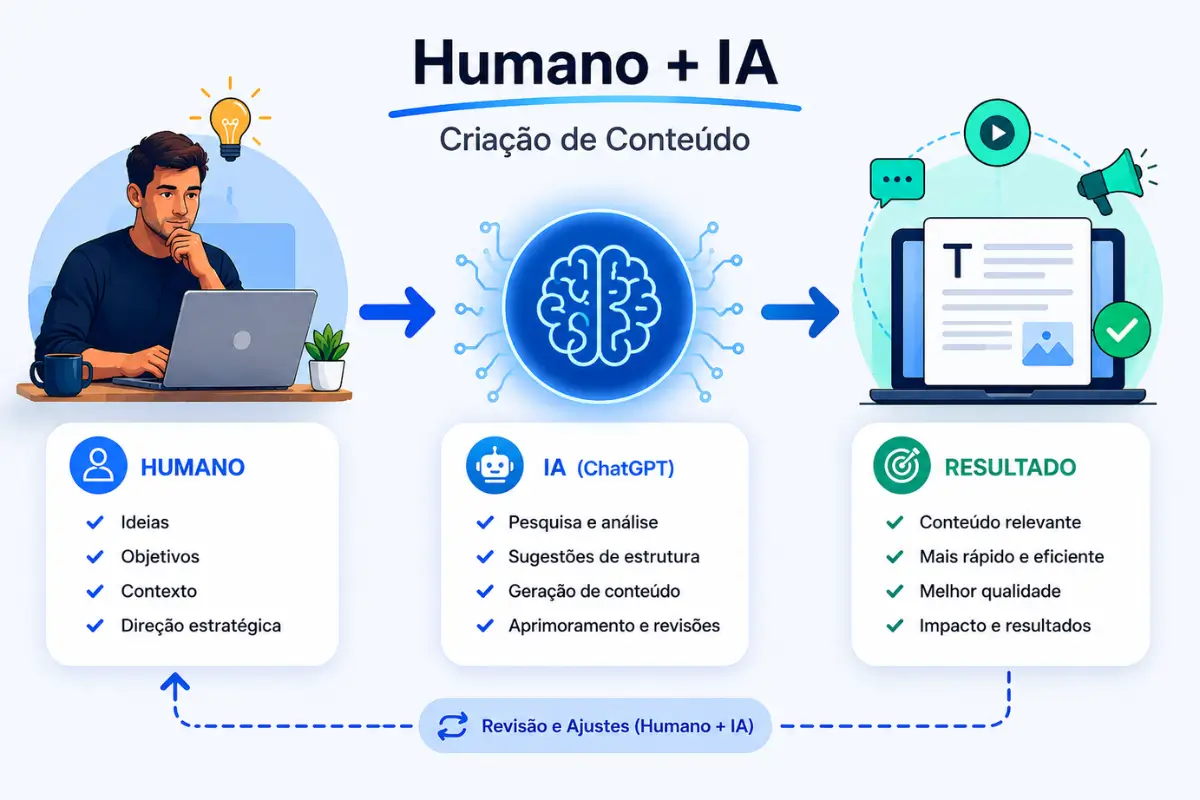 Fluxo criacao conteudo chatgpt revisao humana blog