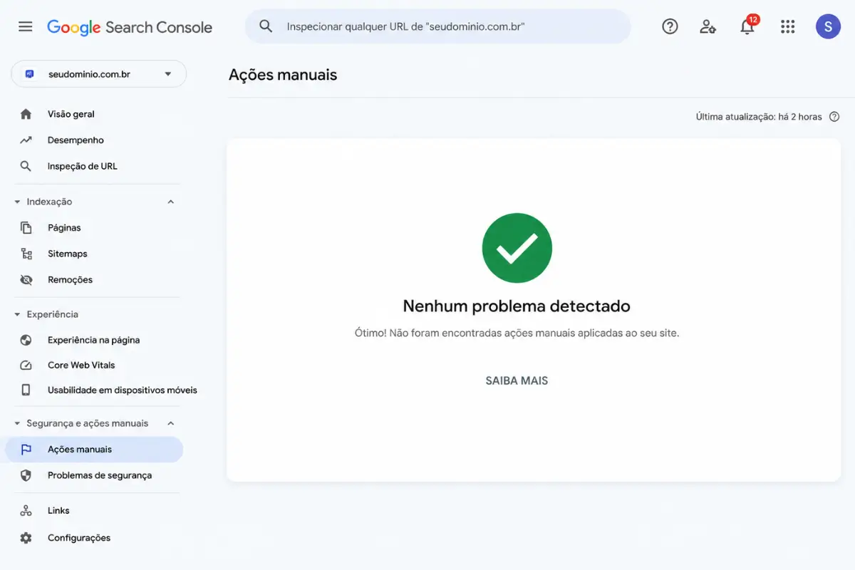 Google Search Console: Guia Completo para Iniciantes e Avançados 5 Ações manuais google search console sem penalizações
