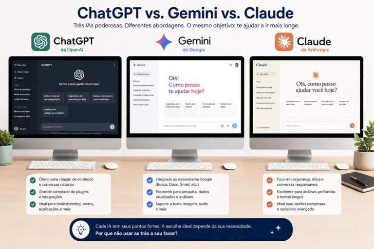 ChatGPT vs Gemini vs Claude Qual IA é Melhor para Marketing Digital
