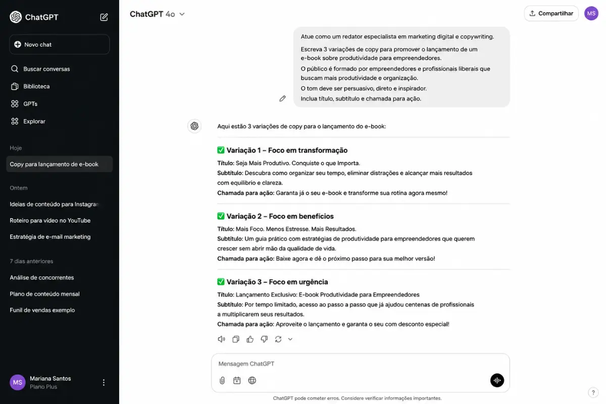 Chatgpt interface prompt copywriting marketing digital