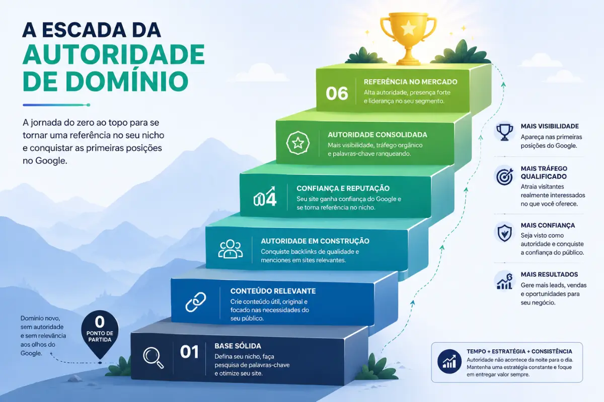 Construção de autoridade de domínio link building iniciantes passo a passo