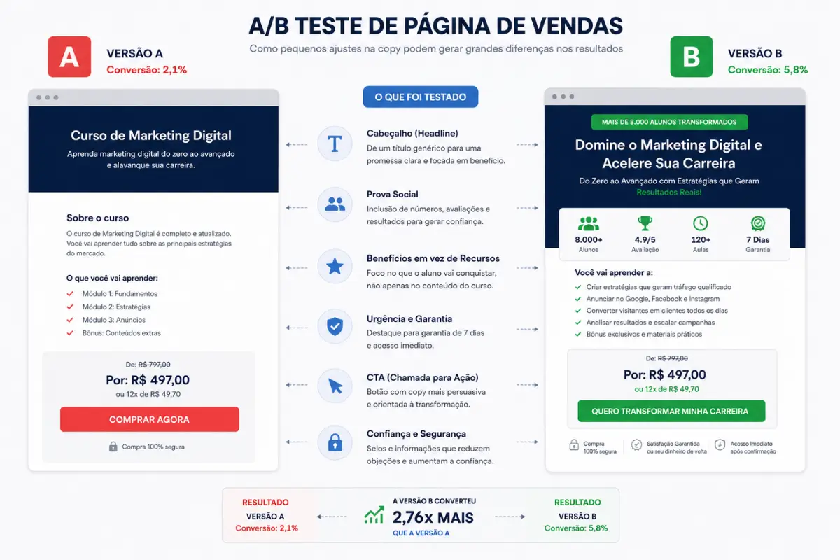 O Que é Copywriting e Como Aplicar a Escrita Persuasiva no Seu Negócio 2 Copywriting comparação página vendas elementos conversão