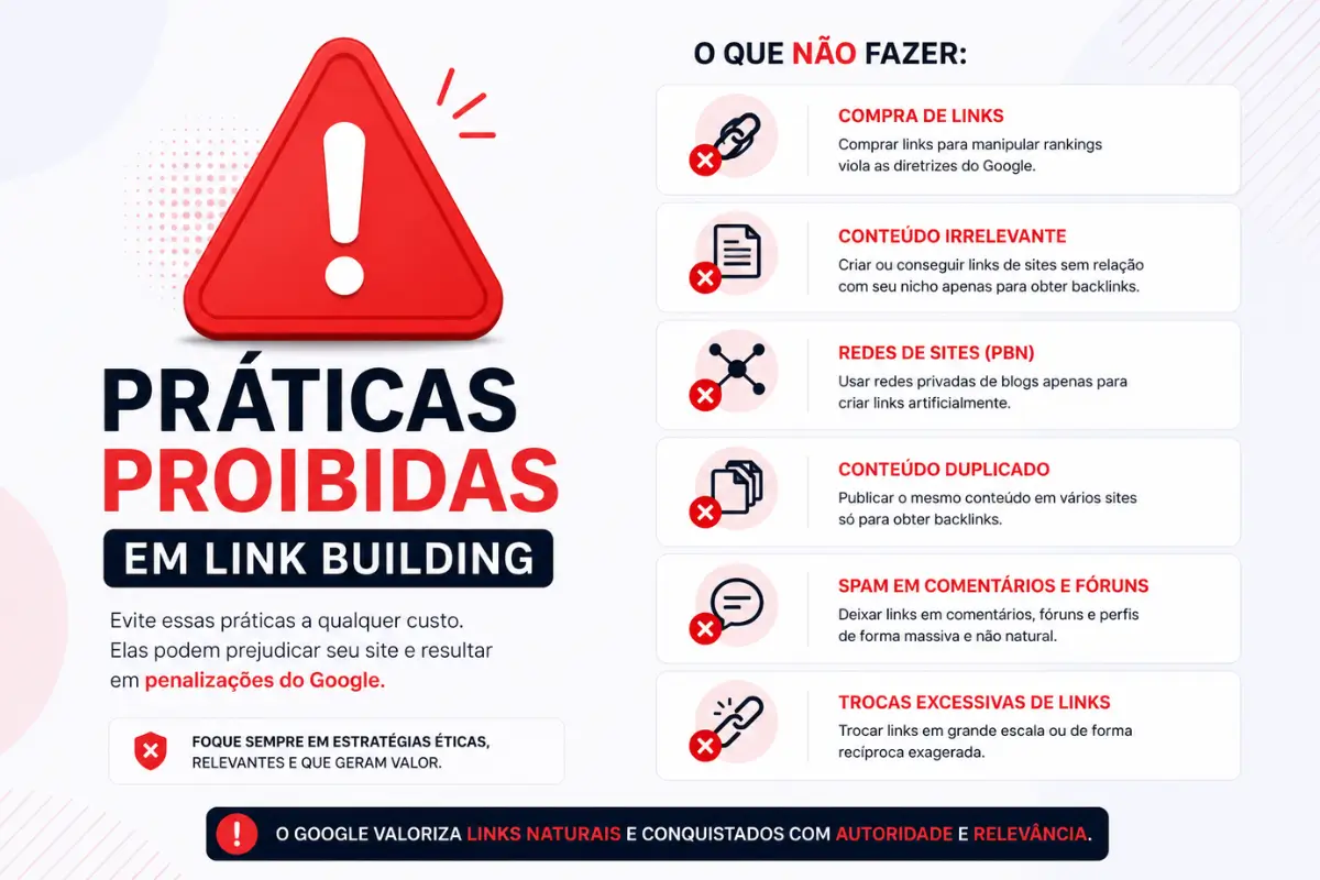Erros link building penalizações Google o que não fazer