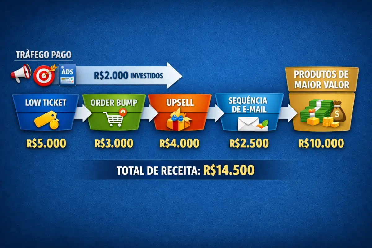 O Que é Low Ticket? O Guia Completo para Multiplicar Seus Clientes 7 Estrutura de escala low ticket tráfego pago funil completo