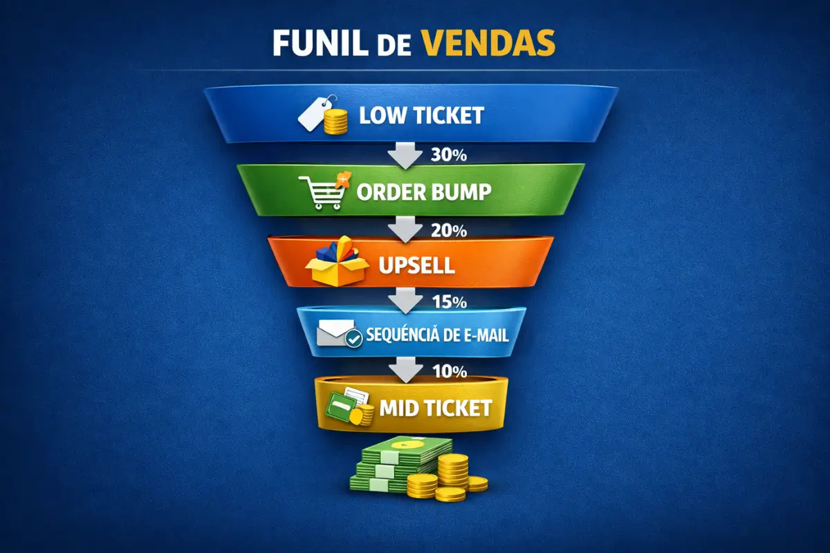O Que é Low Ticket? O Guia Completo para Multiplicar Seus Clientes 6 Funil de vendas low ticket upsell mid ticket sequência emai