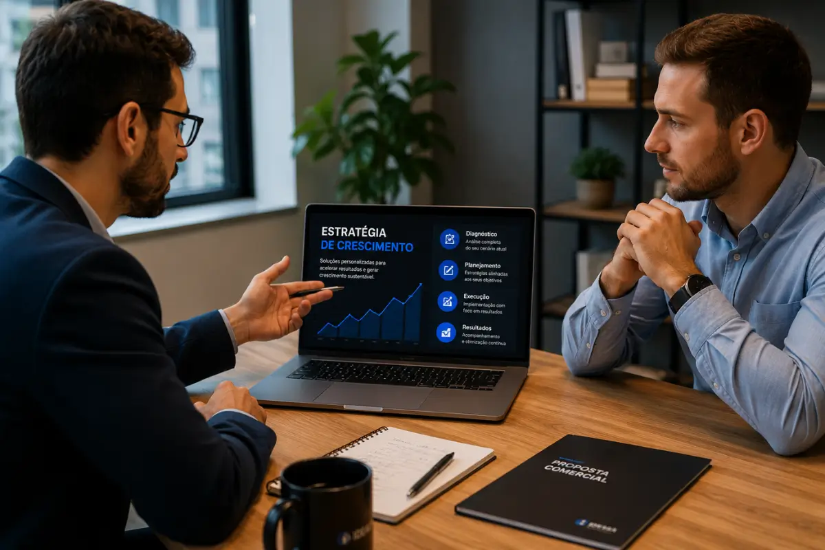 Como Abrir Agência de Marketing Digital: Estrutura, Processos e Clientes 5 Reunião comercial para fechar cliente de agência de marketing digital