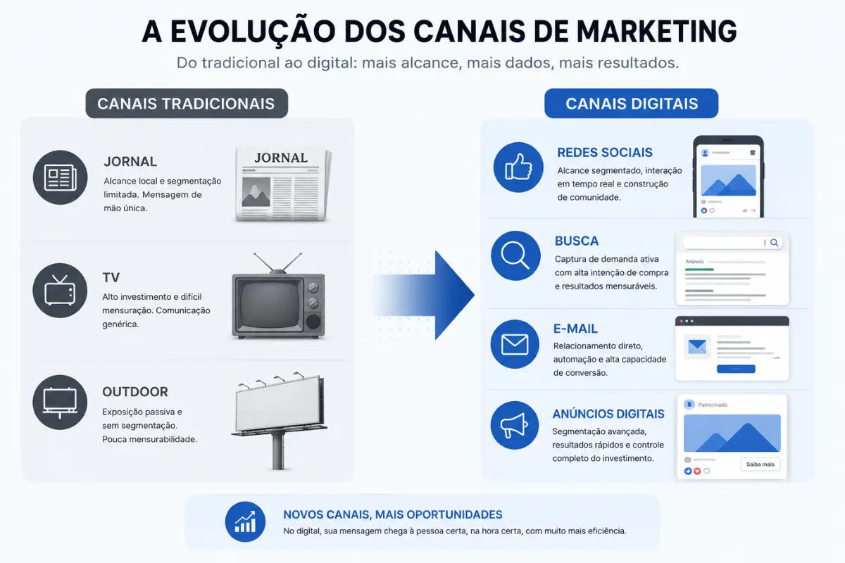 Como Trabalhar Com Marketing Digital: Tudo o Que Você Precisa Saber 2 Transição marketing tradicional para marketing digital no Brasil
