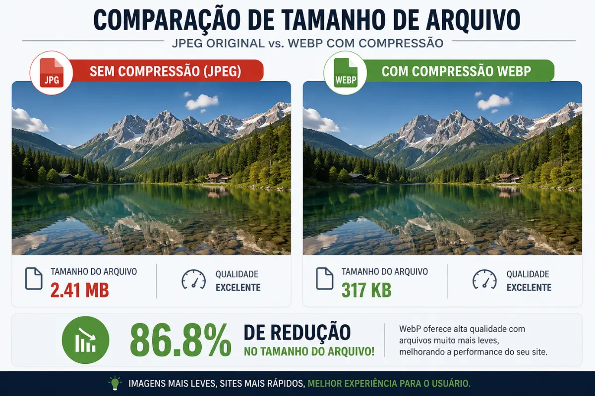 SEO On-Page Checklist Completo: 25 Passos para Otimizar Seu Site e Ranquear no Google 4 comparação compressão imagem WebP JPEG otimização SEO