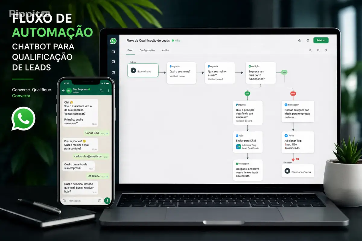 Automação de Marketing: O Guia Completo para Automatizar Vendas, Leads e Relacionamento em 2026 6 Chatbot qualificação leads WhatsApp Business automação fluxo
