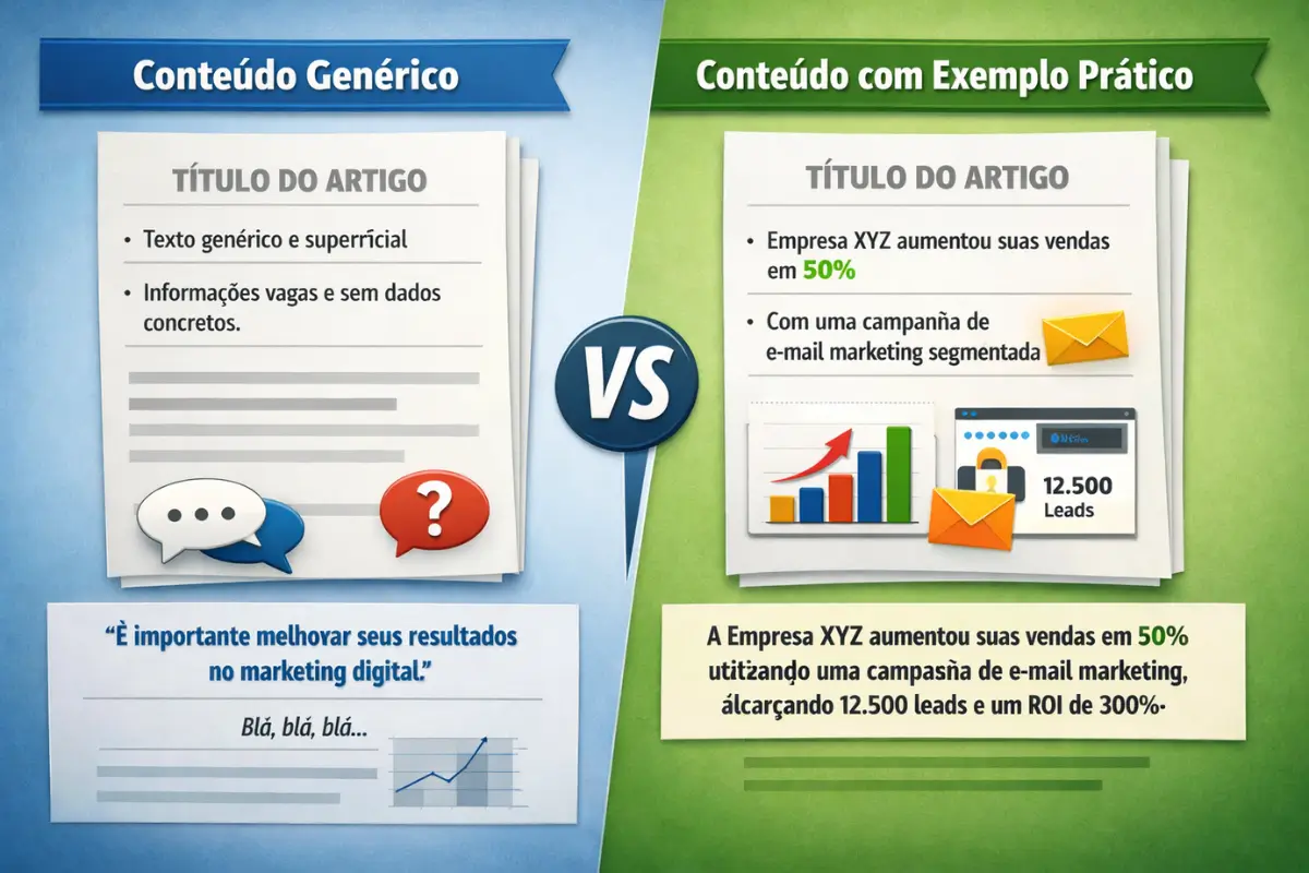 Marketing de Conteúdo: Guia Completo para Criar uma Estratégia que Atrai Clientes, Gera Autoridade e Aumenta as Vendas 5 Diferença conteúdo genérico conteúdo aprofundado