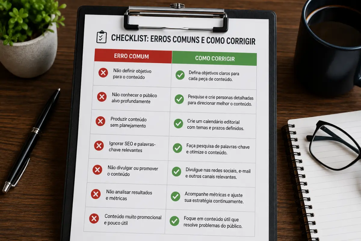 Estratégia de Marketing de Conteúdo: Da Criação à Conversão 5 Erros comuns estratégia marketing de conteúdo checklist