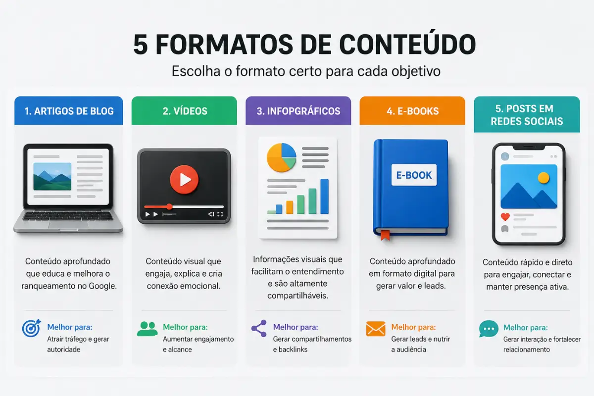O Que É Marketing de Conteúdo e Como Usá-lo para Gerar Tráfego, Autoridade e Vendas 3 Formatos de marketing de conteúdo comparação