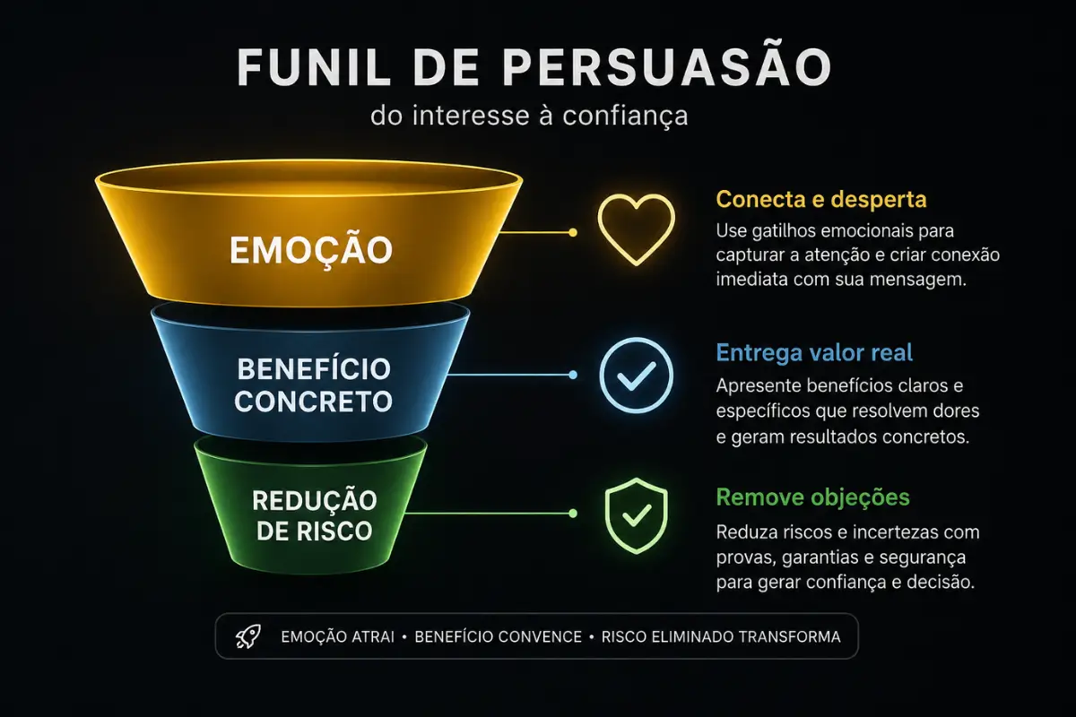 Técnicas de Copywriting: Tudo o Que Você Precisa Saber Para Começar 3 Funil persuasão copywriting emoção beneficio risco
