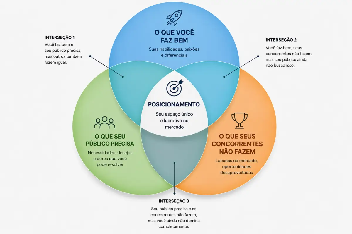 Branding Digital: Como Construir uma Marca Forte na Internet 3 Posicionamento de marca digital diagrama diferenciação público necessidade