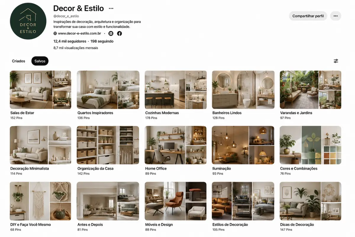 Marketing no Pinterest: Guia Completo para Gerar Tráfego 3 Estrutura pastas quadros Pinterest Business organização estratégica marketing
