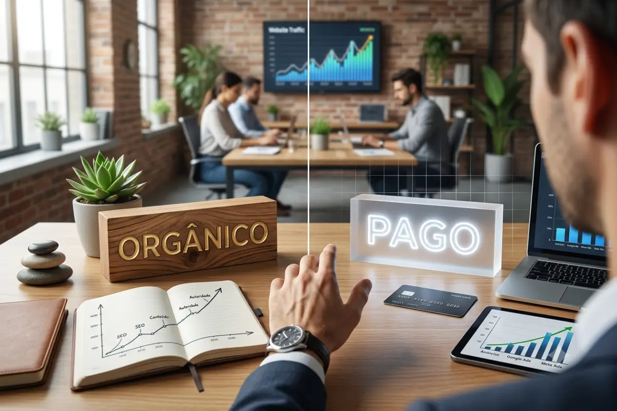 Tráfego Pago ou Orgânico: Qual Vale Mais a Pena em 2026? 1 Tráfego Pago ou Orgânico